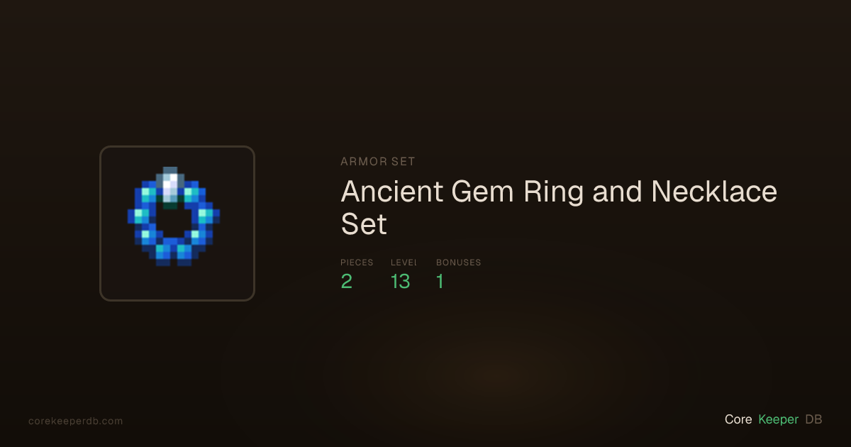 Ancient Gem Ring and Necklace Set | Armor Set | Core Keeper DB