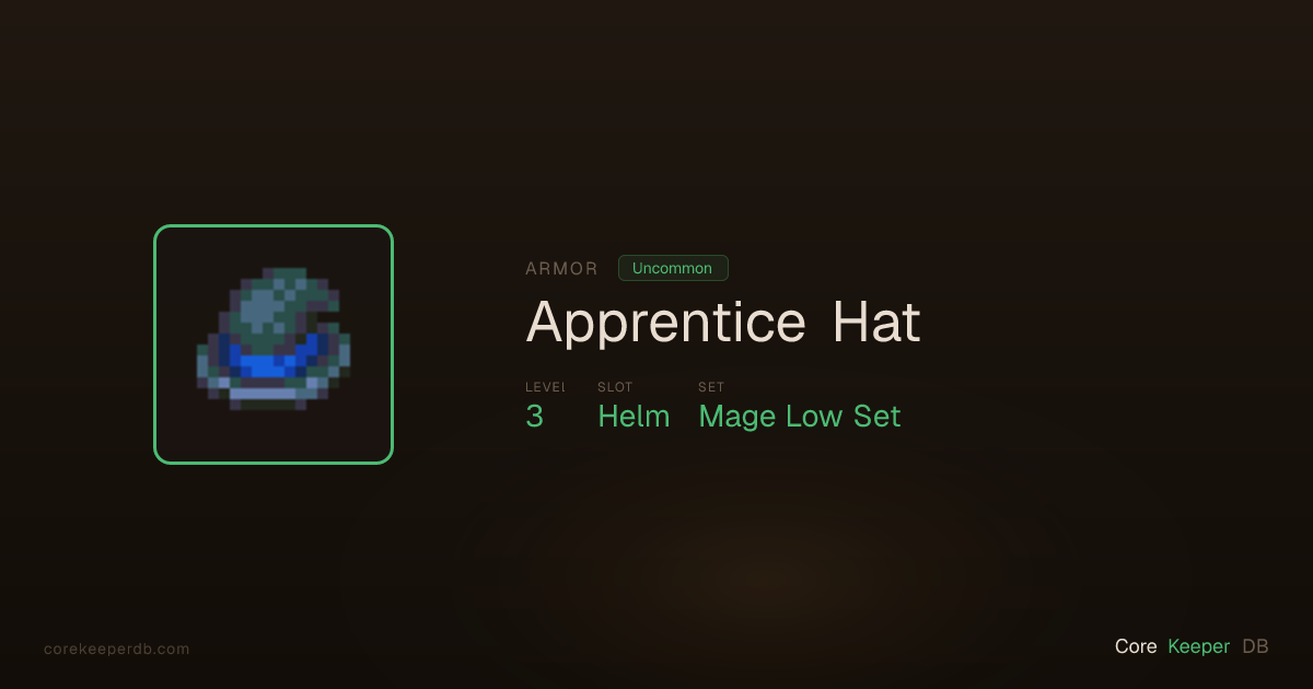 Apprentice Hat | Armor | Core Keeper DB