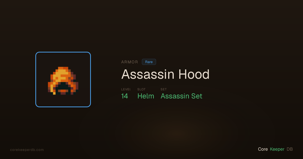 Assassin Hood | Armor | Core Keeper DB