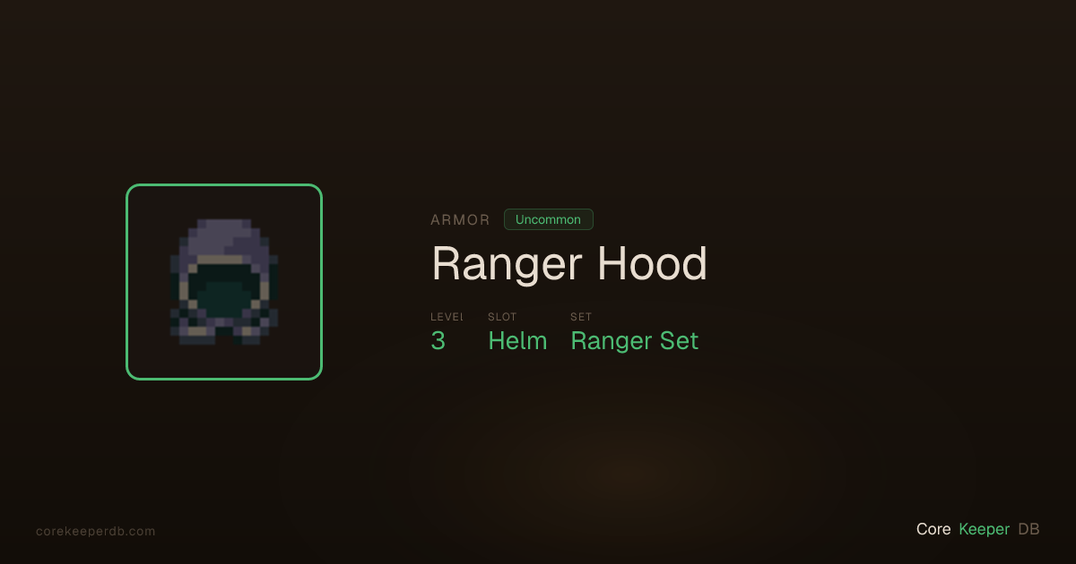Ranger Hood | Armor | Core Keeper DB