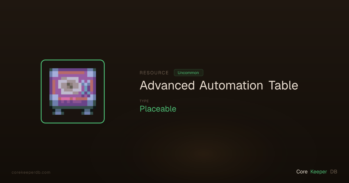 Core Keeper Advanced Automation Table | Resource | Core Keeper DB