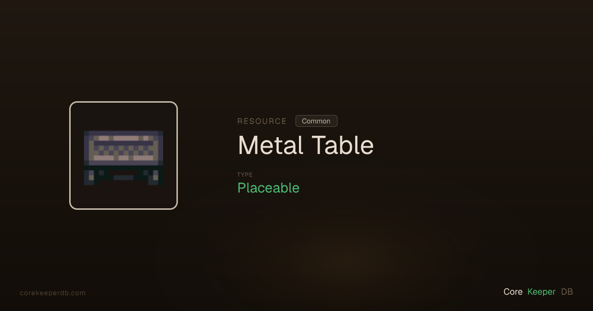 Core Keeper Metal Table | Resource | Core Keeper DB